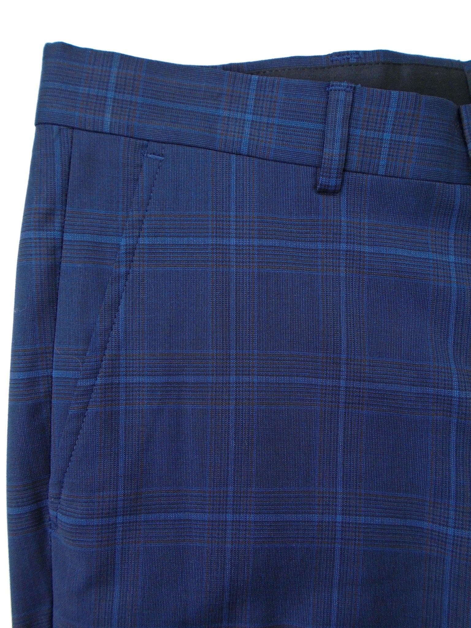 AX Armani Exchange Slim Fit Blue Shadow Plaid Dress Pants 32 x 32
