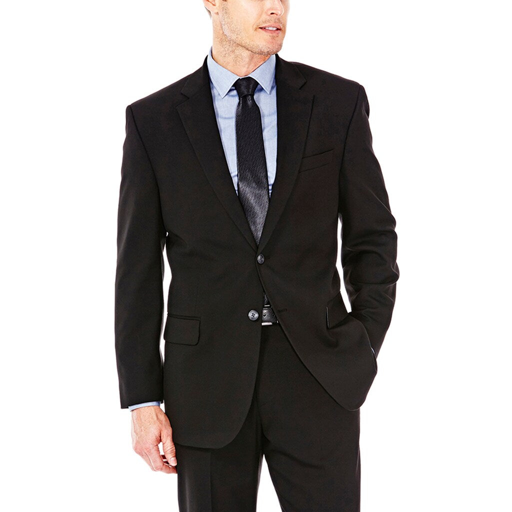 Haggar Mens Classic fit Suit Jacket Blazer 38 R Black Solid Stretch