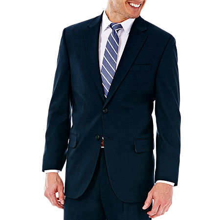 Haggar Mens Classic fit Suit Jacket Blazer 42 R Navy Blue Solid Stretch