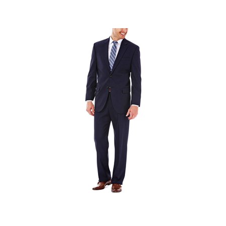 Haggar Mens Classic fit Suit Jacket Blazer 42 S Navy Blue Solid Stretch