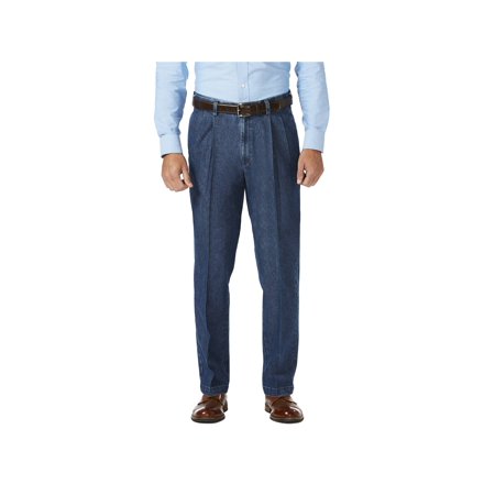 Haggar Mens Classic fit Cotton Dress Pants 44 / 29 Blue Solid