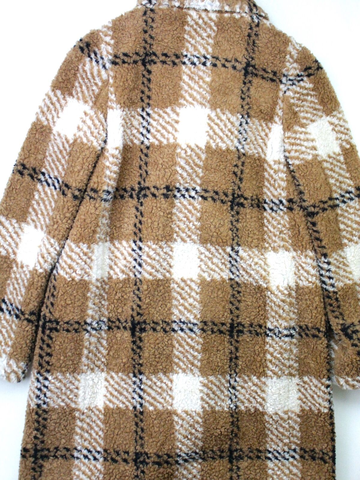 CINZIA ROCCA ICONS MACRO PLAID TOBACCO TEDDY COAT US US 4 IT 40