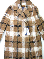 CINZIA ROCCA ICONS MACRO PLAID TOBACCO TEDDY COAT US US 4 IT 40