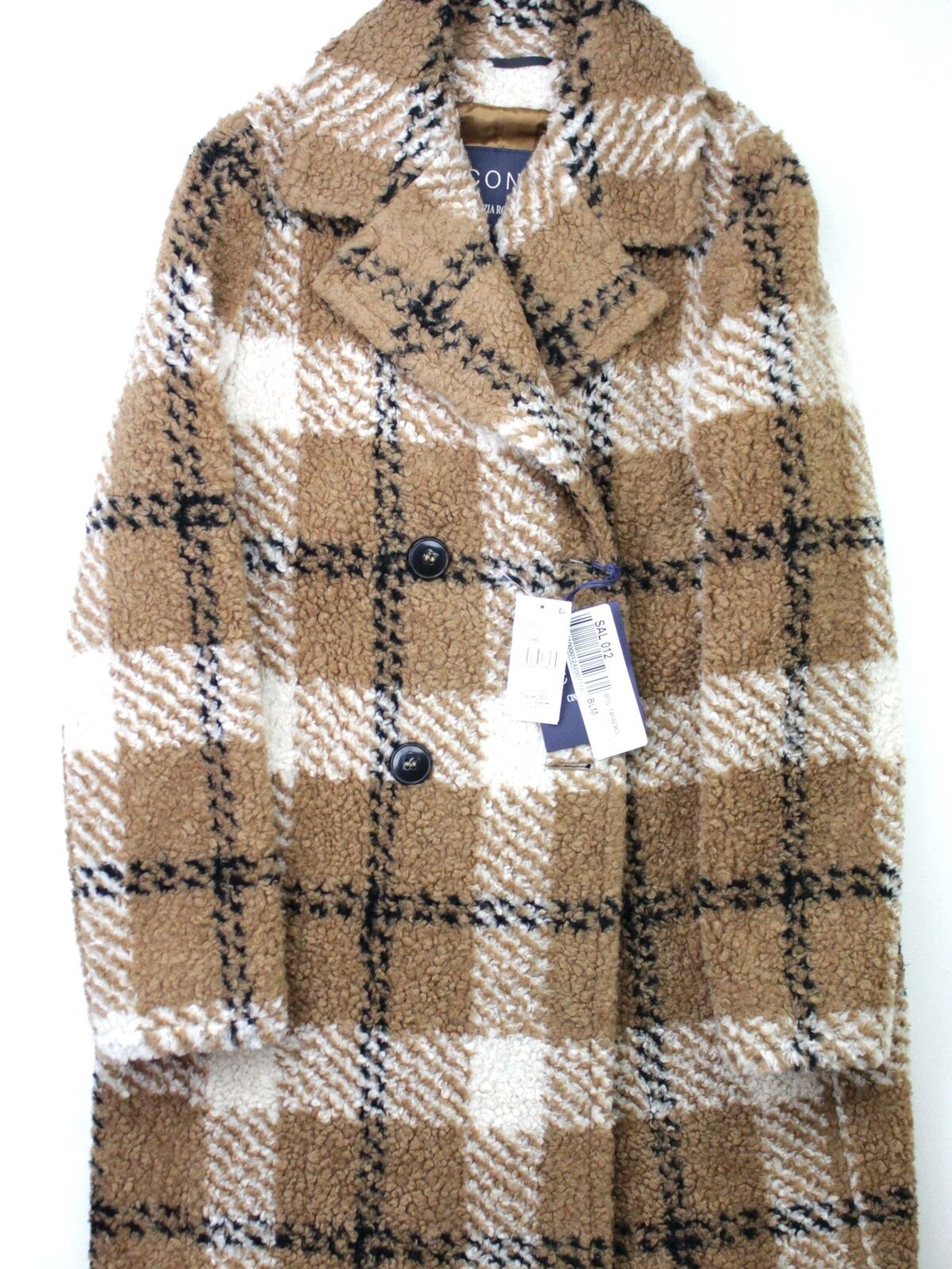 CINZIA ROCCA ICONS MACRO PLAID TOBACCO TEDDY COAT US US 4 IT 40