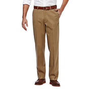 Haggar Mens Classic fit Dress Pants 34 / 32 Beige Solid Stretch