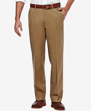 Haggar Mens Classic fit Cotton Dress Pants 42 / 29 Beige Solid
