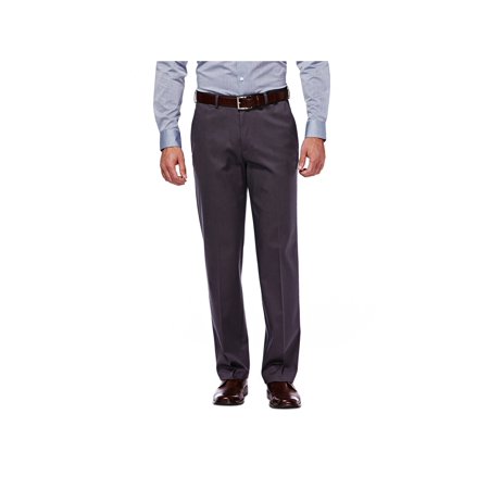 Haggar Mens Classic fit Dress Pants 34 / 30 Charcoal Grey Solid Stretch