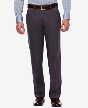 Haggar Mens Classic fit Casual Khaki Pants 44 / 30 Charcoal Grey Solid