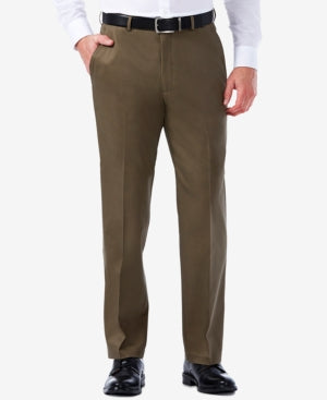 Haggar Mens Classic fit Cotton Dress Pants 38 / 32 Brown Solid