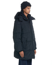 AQUA Long Hooded Puffer Black Small Mens
