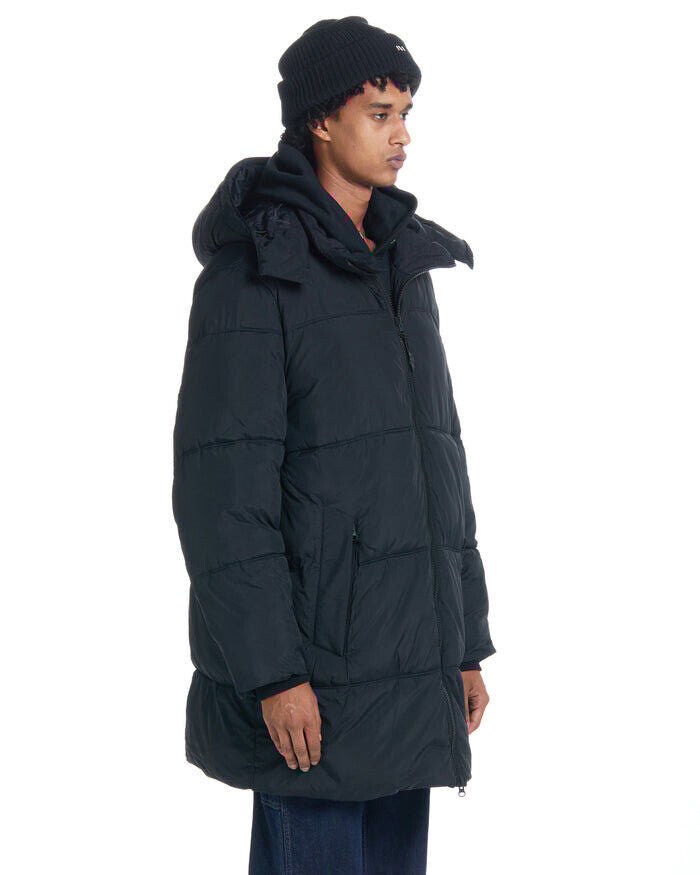 AQUA Long Hooded Puffer Black Small Mens