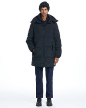 AQUA Long Hooded Puffer Black Small Mens