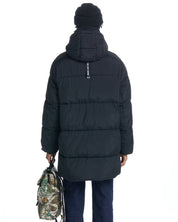 AQUA Long Hooded Puffer Black Small Mens