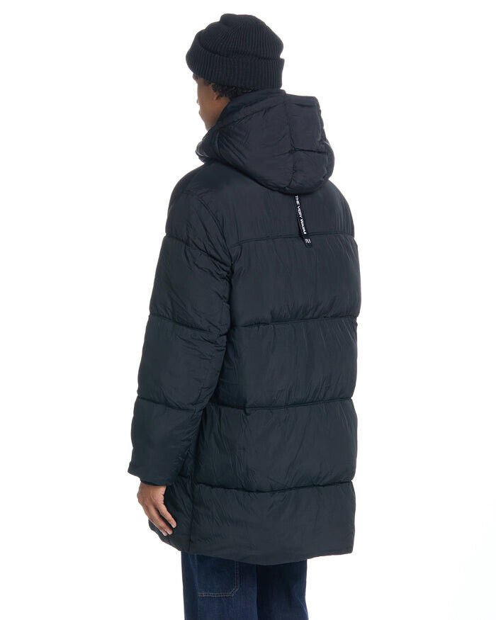 AQUA Long Hooded Puffer Black Small Mens