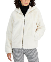 Jou Jou Juniors' Girls Juniors Hooded Faux-Fur Coat XXL Cream White