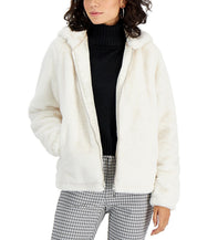 Jou Jou Juniors' Girls Juniors Hooded Faux-Fur Coat XXL Cream White