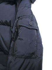 SAM. Womens Puffer Coat Large Black Courtney Shearling Trim Hooded