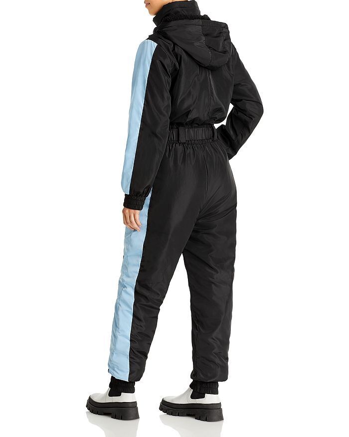 Aqua Womens Colorblocked Hooded Zip Ski Suit XS Blue Black Extra Small