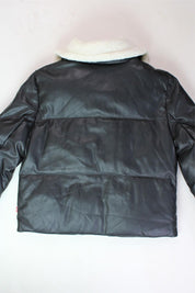 LEVI'S Womens Faux-Leather Puffer Moto Jacket Small Black White