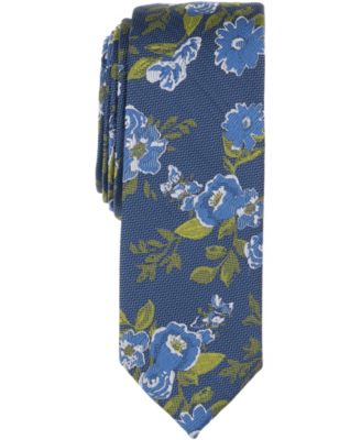 Bar III Mens Strand Floral Pattern Neck Tie Navy