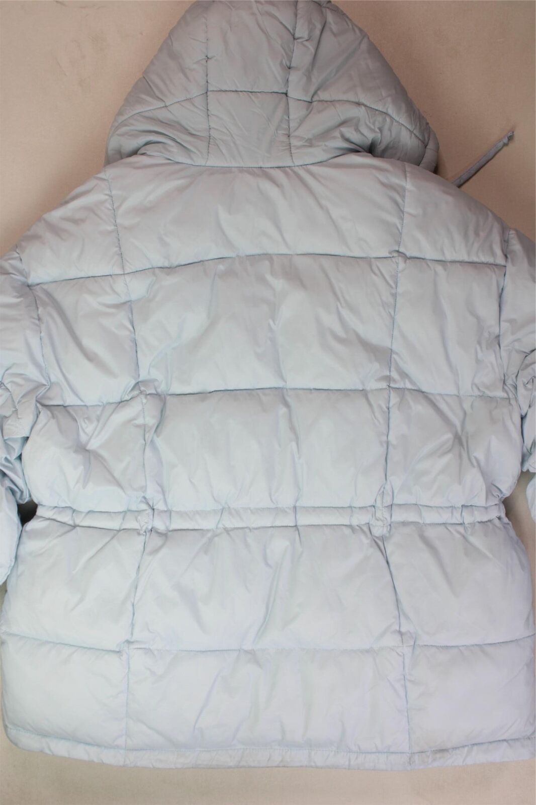 LEVI'S Womens Quilted Hooded Puffer Coat with Cinch Waist XL Light Blue