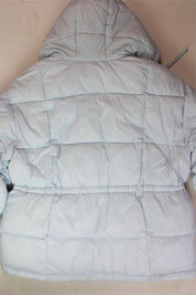 LEVI'S Womens Quilted Hooded Puffer Coat with Cinch Waist XL Light Blue
