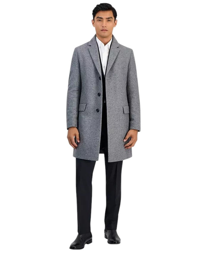 Hugo Boss Mens Slim-Fit Wool-Cashmere Overcoat Coat 42 R Grey