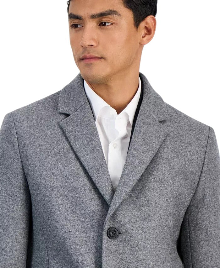 Hugo Boss Mens Slim-Fit Wool-Cashmere Overcoat Coat 42 R Grey