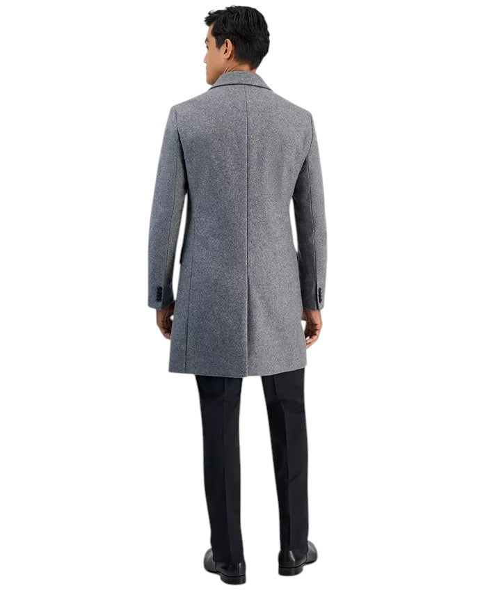 Hugo Boss Mens Slim-Fit Wool-Cashmere Overcoat Coat 42 R Grey