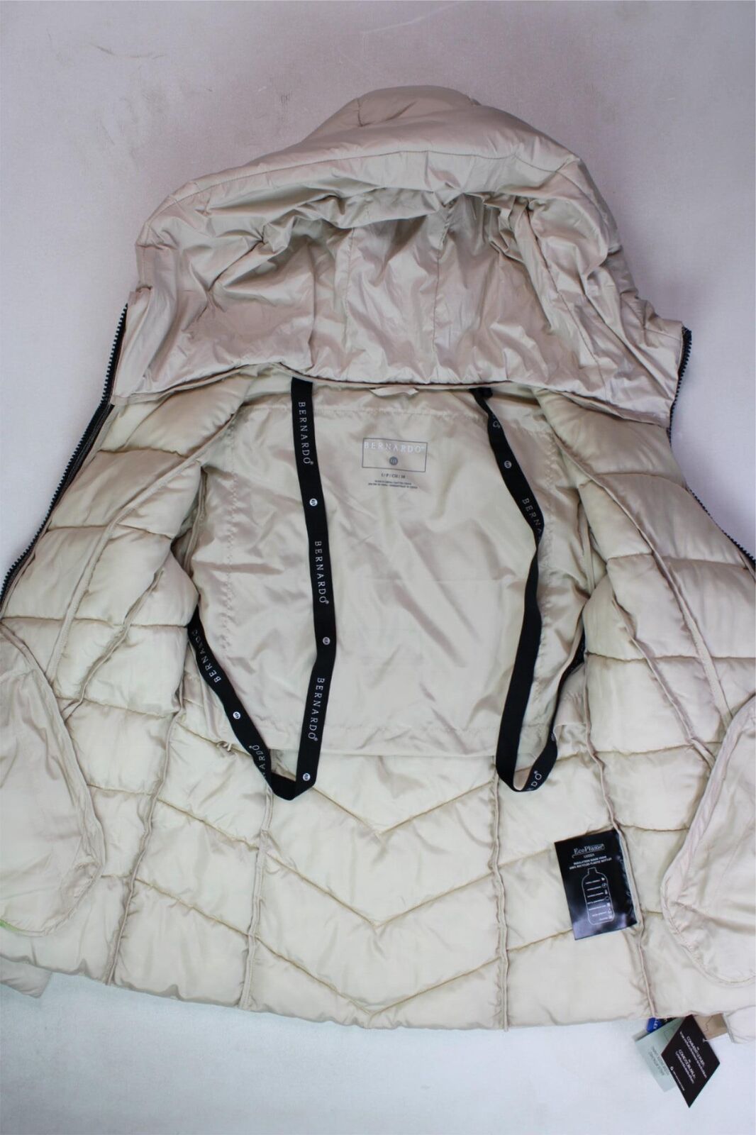 Bernardo Womens Packable Puffer Coat Jacket Small Beige