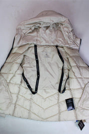 Bernardo Womens Packable Puffer Coat Jacket Small Beige