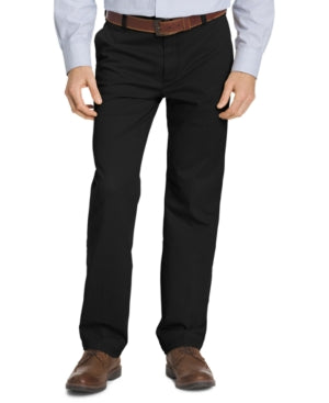 IZOD Mens Straight fit Chinos Pants 34 / 30 Black Solid Stretch