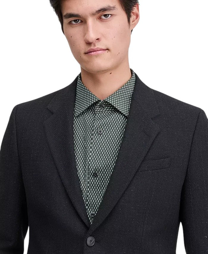 Hugo by Hugo Boss Men's Modern-Fit Seersucker Sport Coat Blazer 38S Black
