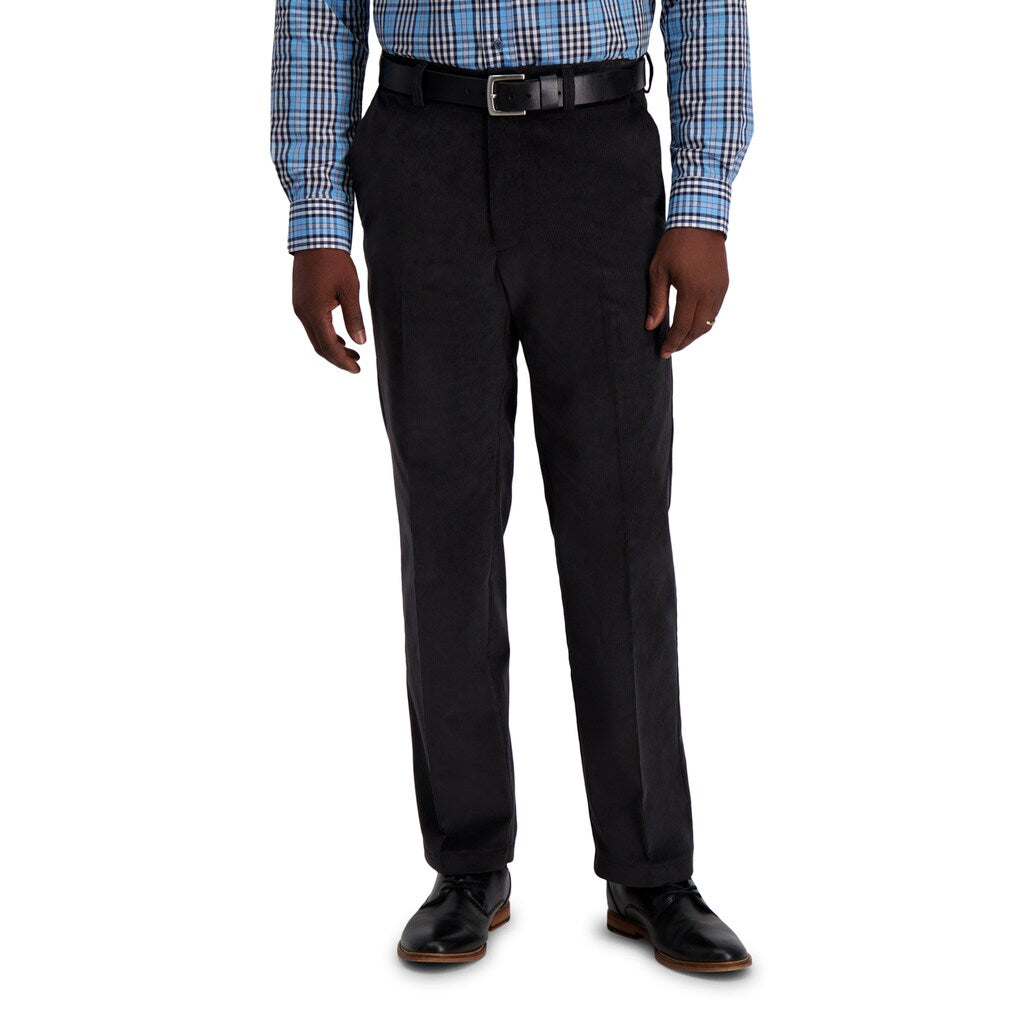 Haggar Mens Classic fit Casual Pants 34 / 30 Grey Solid Stretch