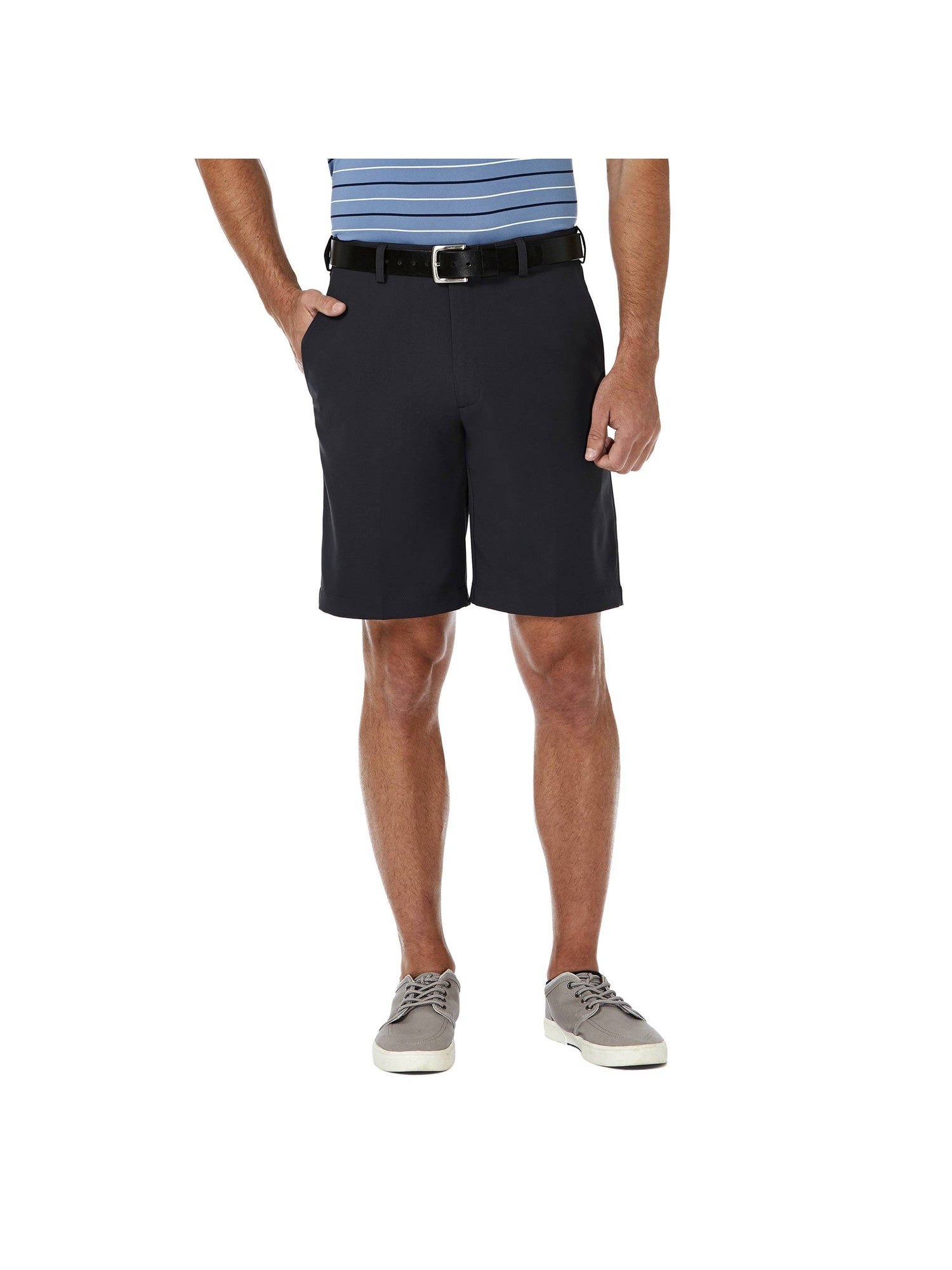 Haggar Mens Classic fit Casual Shorts 42 Black Solid Stretch