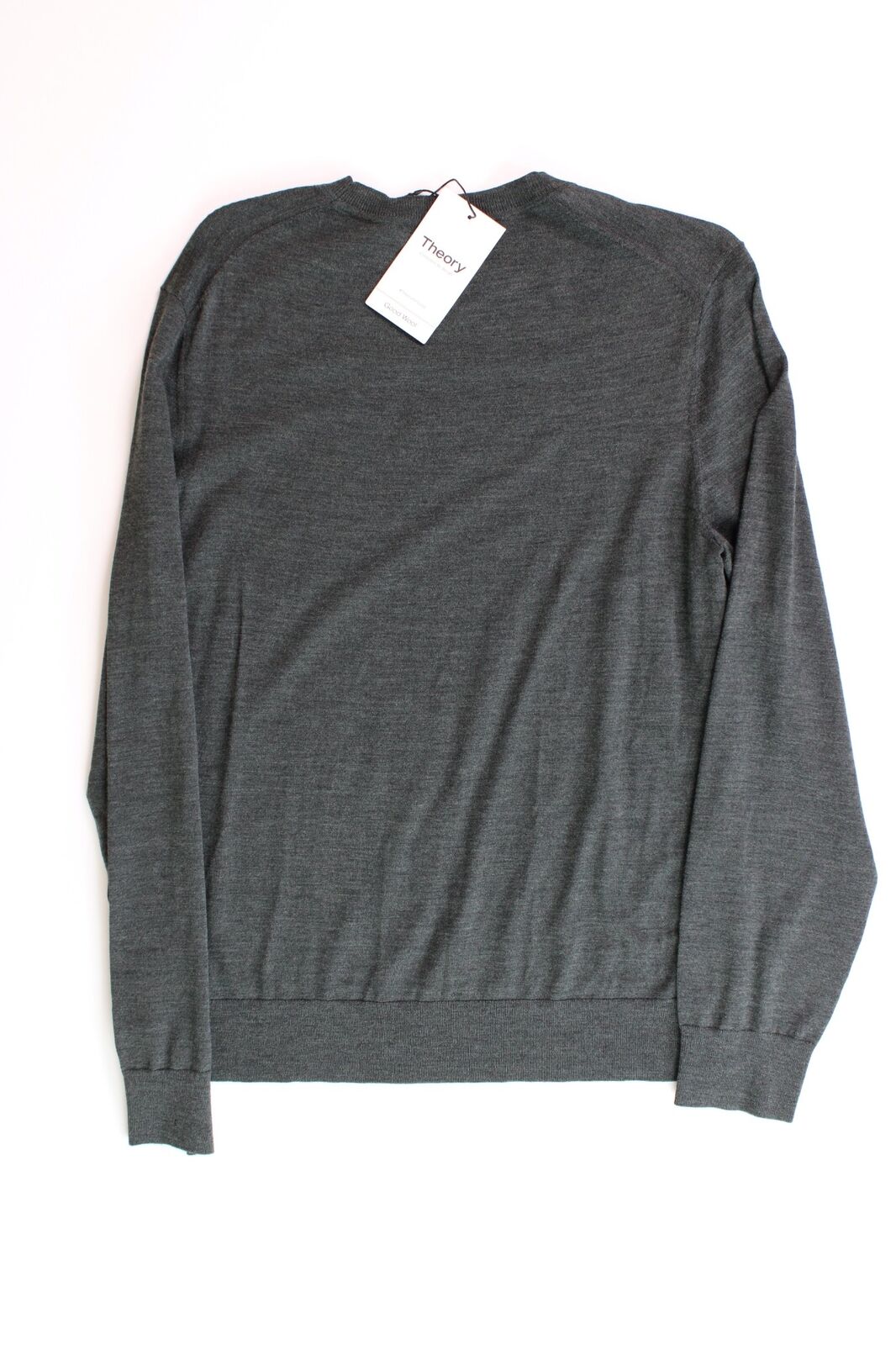 Theory Mens Regal Wool Crewneck Sweater Medium Olive Green Melange