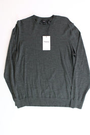Theory Mens Regal Wool Crewneck Sweater Medium Olive Green Melange