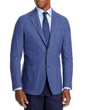 Canali Mens Regular Fit Melange Jersey Sport Coat 42R Blue