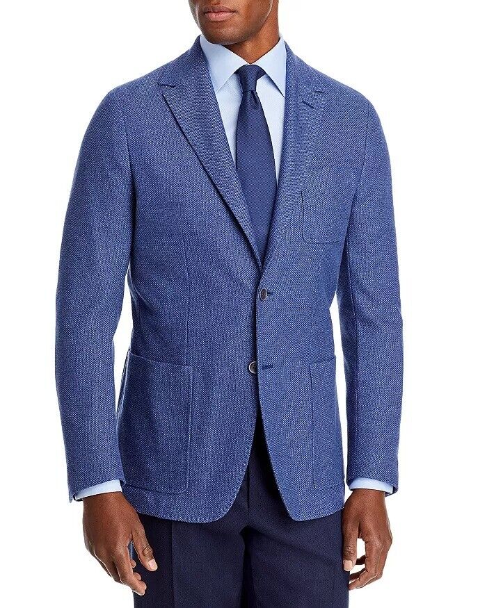 Canali Mens Regular Fit Melange Jersey Sport Coat 42R Blue