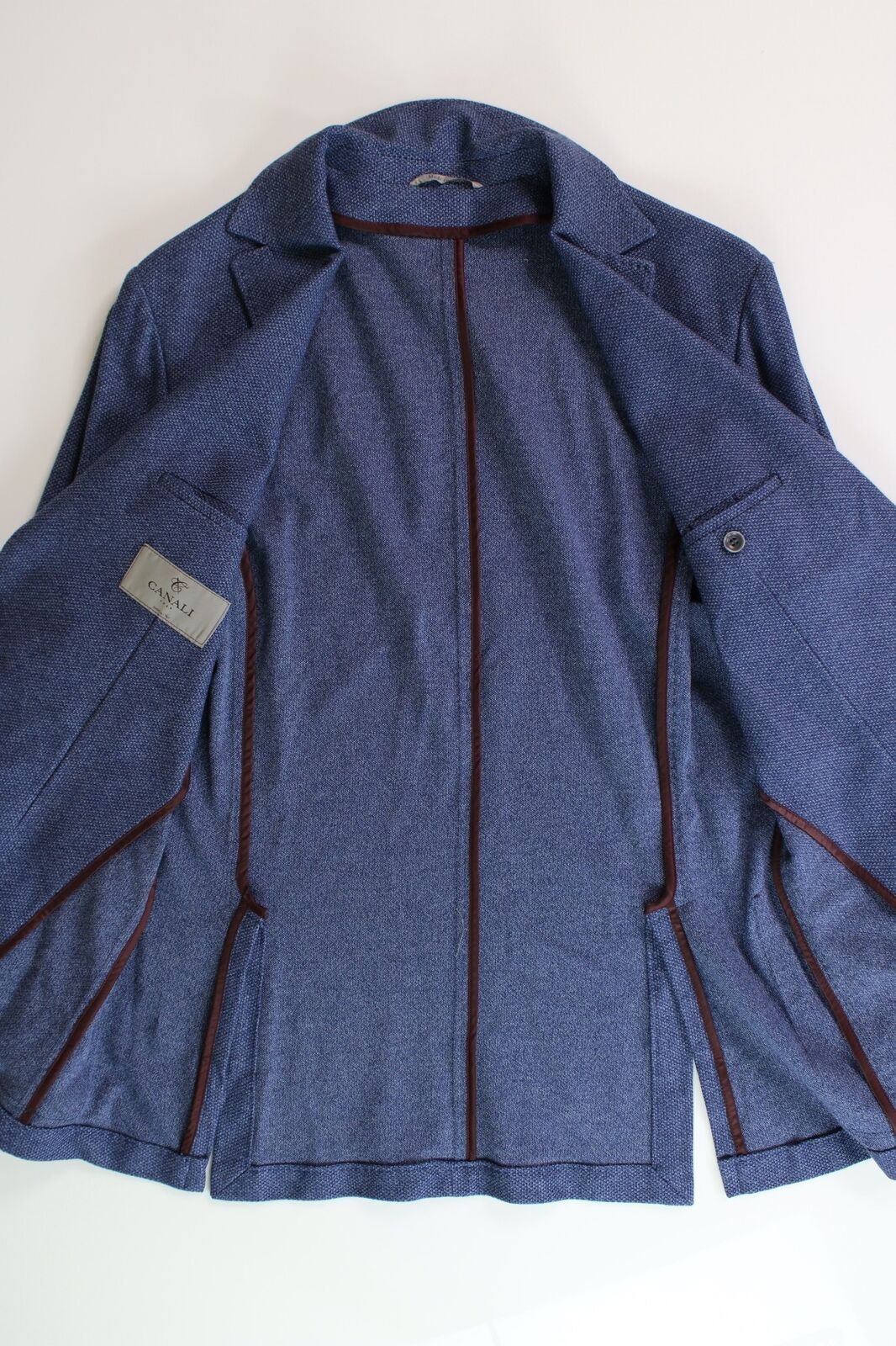 Canali Mens Regular Fit Melange Jersey Sport Coat 42R Blue