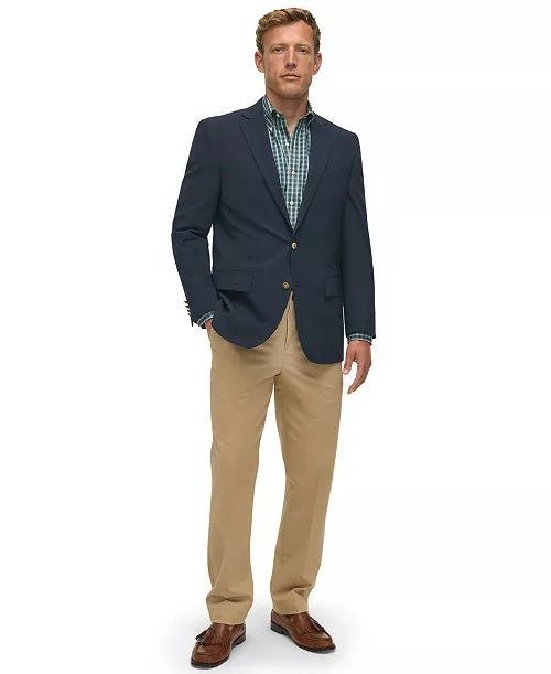 Brooks Brothers Mens Classic fit Sport Coat Blazer 50 L Navy Blue Solid Stretch