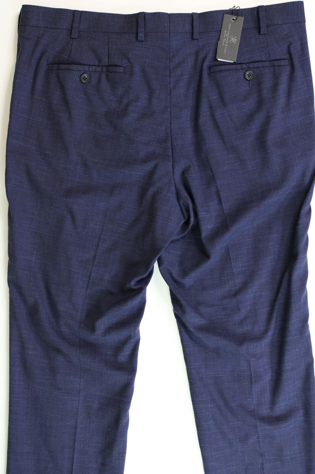 John Varvatos Star USA Slim Fit Suit Pants Navy 36 Street Wool-Linen Tonal Plaid