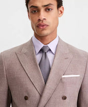 Calvin Klein Men's Slim-Fit Double-Breasted Linen-Blend Suit Jacket 42 R Brown