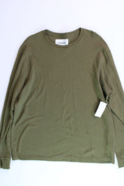 FRAME Mens Duo Fold Long Sleeve Crewneck Tee Shirt 2XL XXL Rifle Green