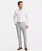 Calvin Klein Mens Slim fit Wool Dress Pant 28 / 29 Light Grey Windowpane Plaid