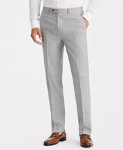 Calvin Klein Mens Slim fit Wool Dress Pant 28 / 29 Light Grey Windowpane Plaid