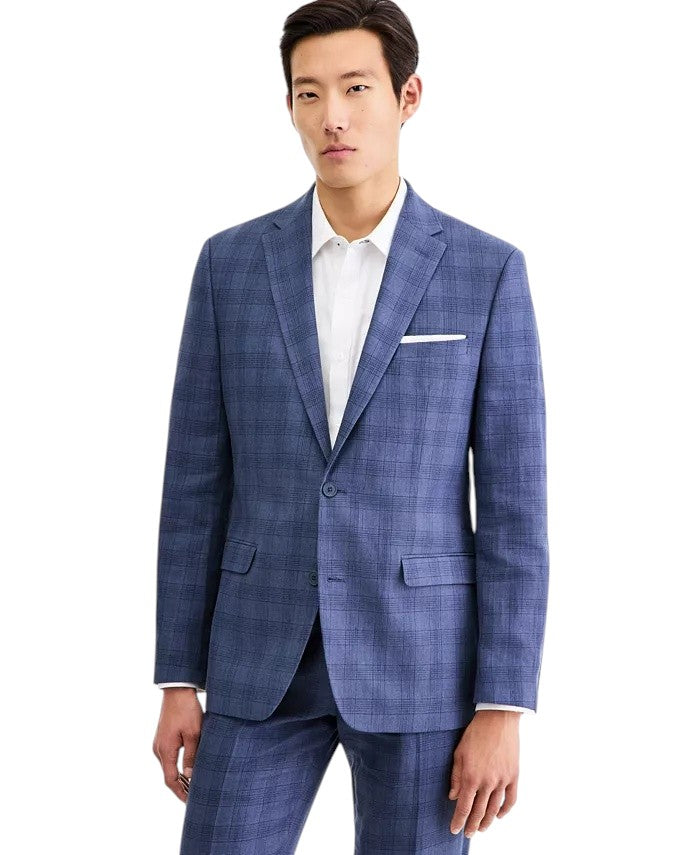 Bar Iii Mens Slim fit Suit Jacket Blazer 44 R Blue Plaid
