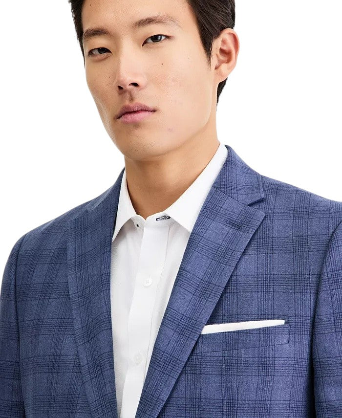 Bar Iii Mens Slim fit Suit Jacket Blazer 44 R Blue Plaid