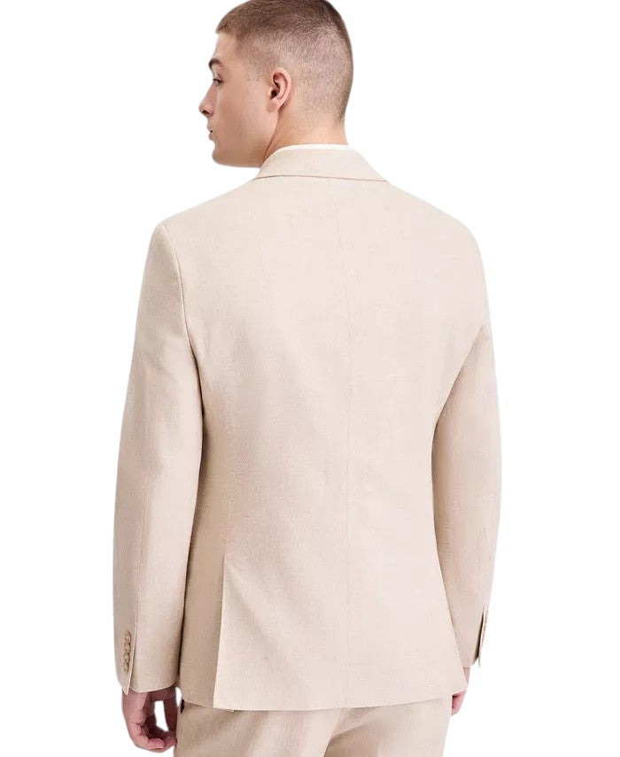 Bar Iii Mens Slim fit Linen Cotton Suit Jacket Blazer 42 R Light Tan Solid