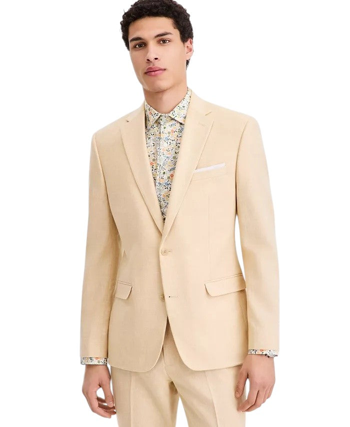 Bar Iii Mens Slim fit Linen Sport Coat Blazer 38 L Butter Yellow Solid